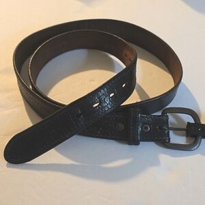 Black Mens tooled Leather Vintage Belt Gun metal buckle Sz.XL